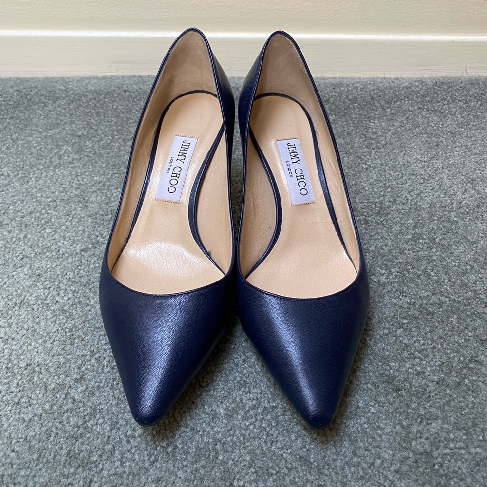 Jimmy Choo Romy 60 Navy Leather Pumps 39.5